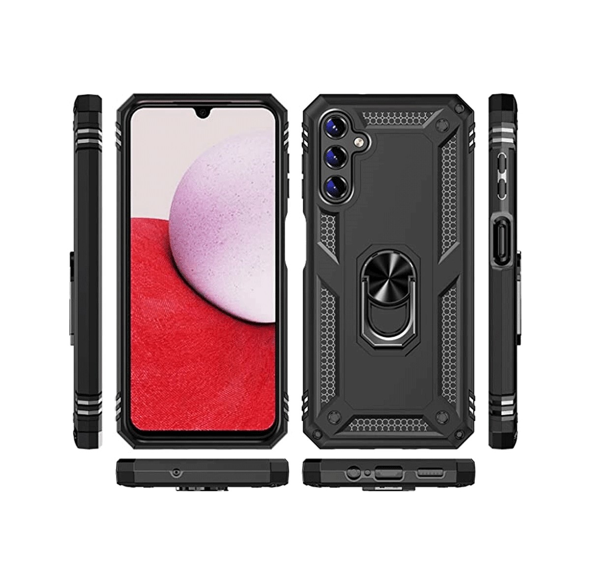 Protectores para celular  para Samsung  A14 Funda reforzada con anillo v2 Negro